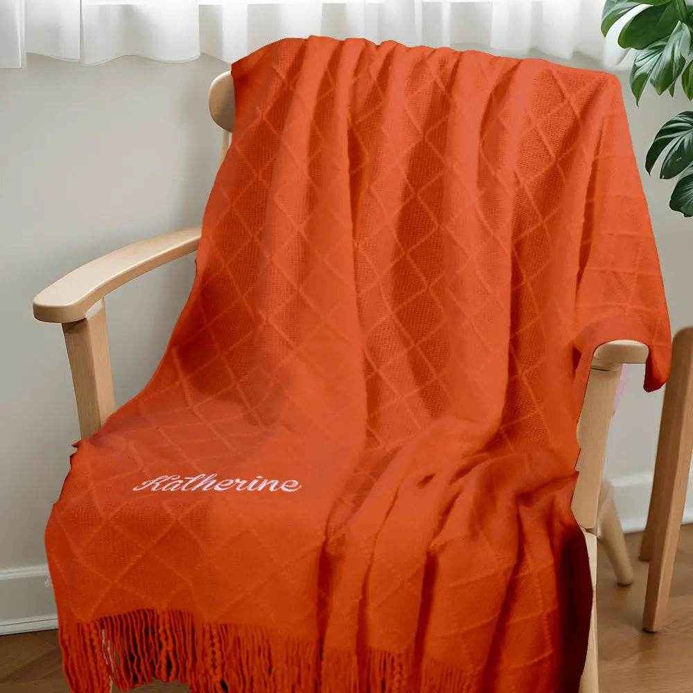 Personalized Tassel Blanket – Custom Embroidered Cozy Throw - Customise Now