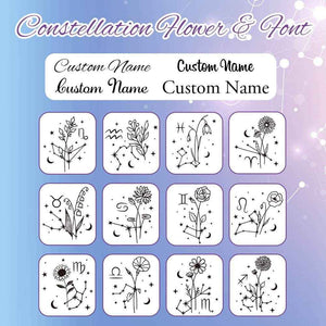 Zodiac Birth Flower Purse – Custom Name Engraved PU Leather Wallet - Customise Now