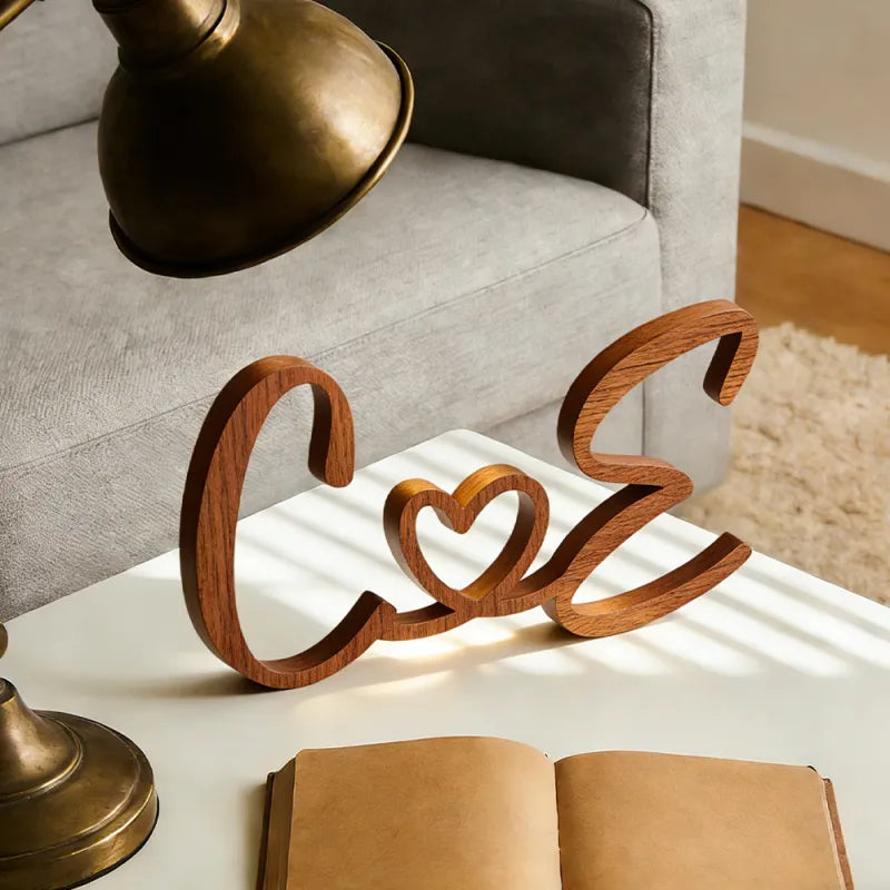 Personalized Wooden Couple Initials Sign – Rustic Anniversary Gift