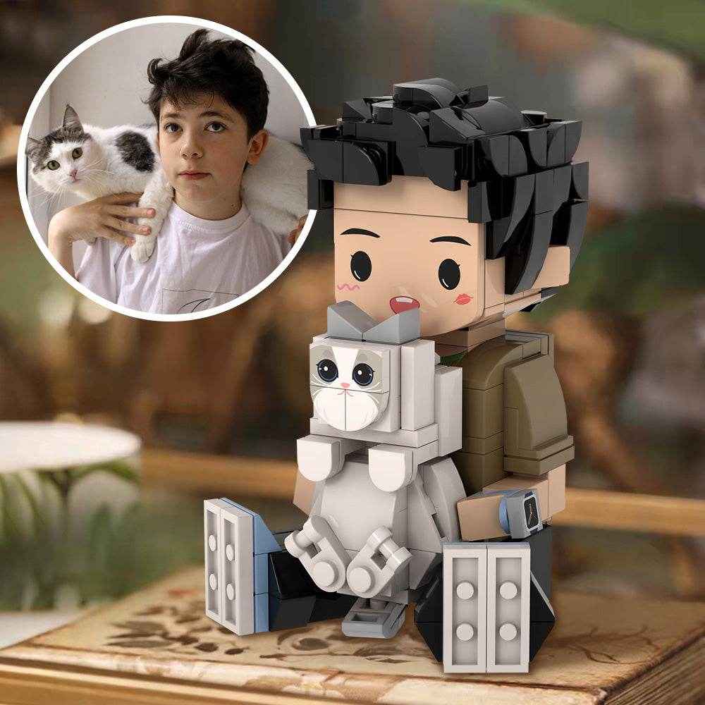 Customizable Sitting Brick Figure – Cute Mini Block with Choice of Accessory - Customise Now