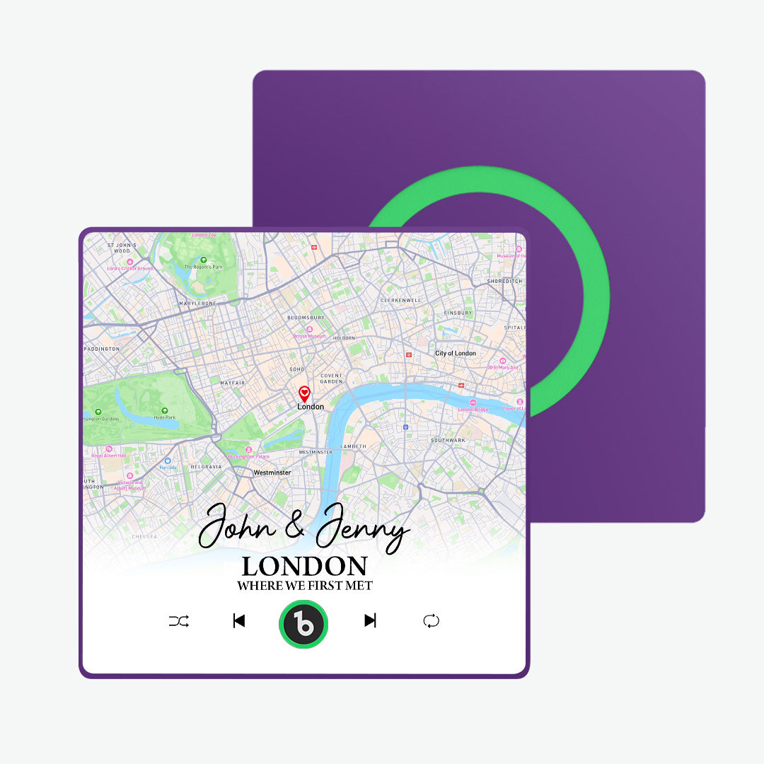 Custom Map & Music Fridge Magnet – Personalised Romantic Gift for Couples