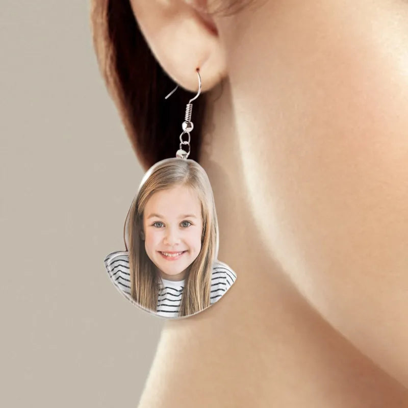 Custom Photo Acrylic Earrings Personalized Face Earrings Birthday Gift For Her