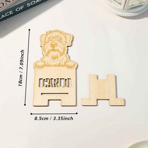 Personalized Engraved Pet Portrait Wooden Phone Stand – Custom Gift for Pet Lovers - Customise Now