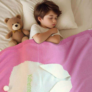 Personalized Knitted Bunny Blanket – Custom Name Baby Blanket - Customise Now
