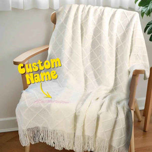 Personalized Tassel Blanket – Custom Embroidered Cozy Throw - Customise Now