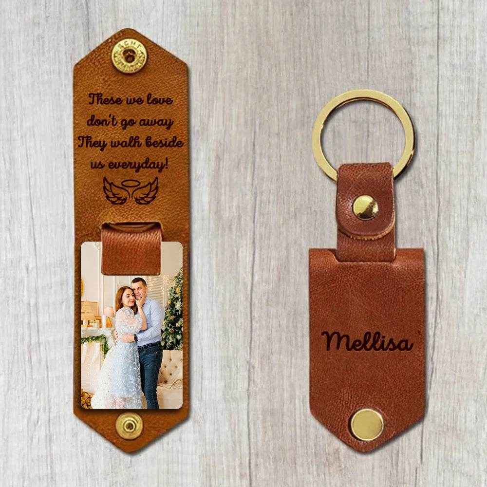 Personalized Engraved PU Leather Keychain – Custom Metal Keychain with Photo - Customise Now