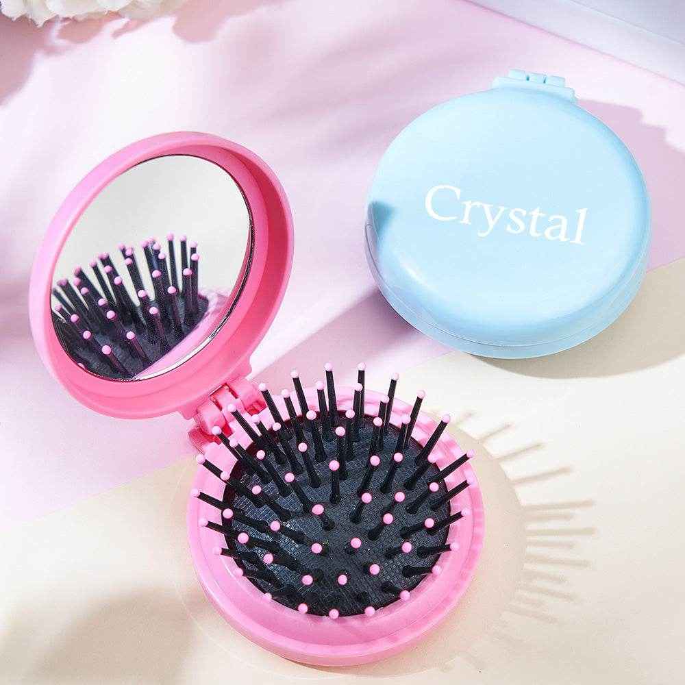 Personalized Cushion Mirror Comb – Custom Foldable Mirror with Name - Customise Now