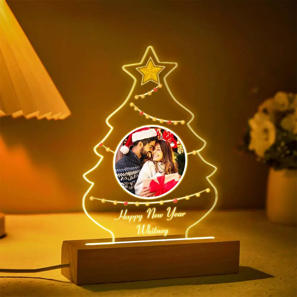 Custom Engraved Christmas Family Tree Night Light – 7 Color LED Lamp