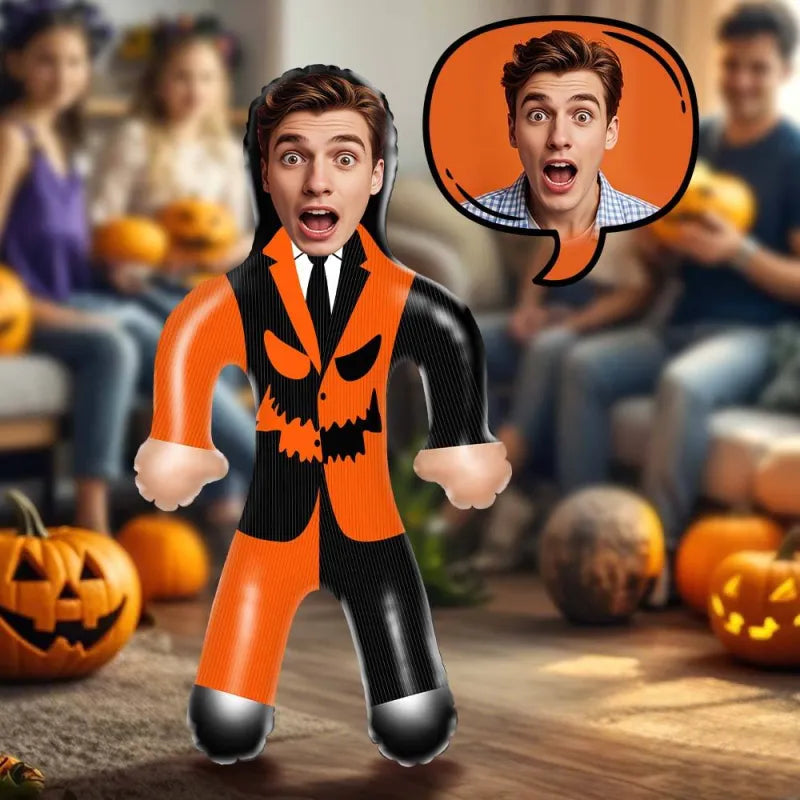 Custom Face Mr. Pumpkin Blow-Up Doll – Funny Inflatable Balloon Gift