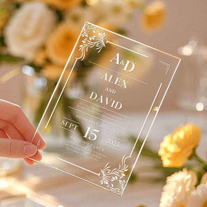 Personalized Acrylic Wedding Invitation – Elegant Custom Party Invites - Customise Now