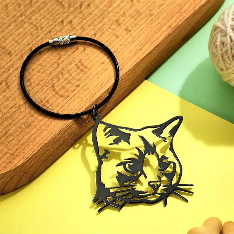 Custom Pet Silhouette Keychain Personalized Photo Keychain Creative Gift for Pet Lovers