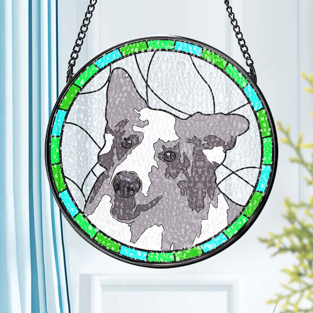 Custom Pet Portrait Stained Glass Suncatcher – Personalized Pet Memorial Gift
