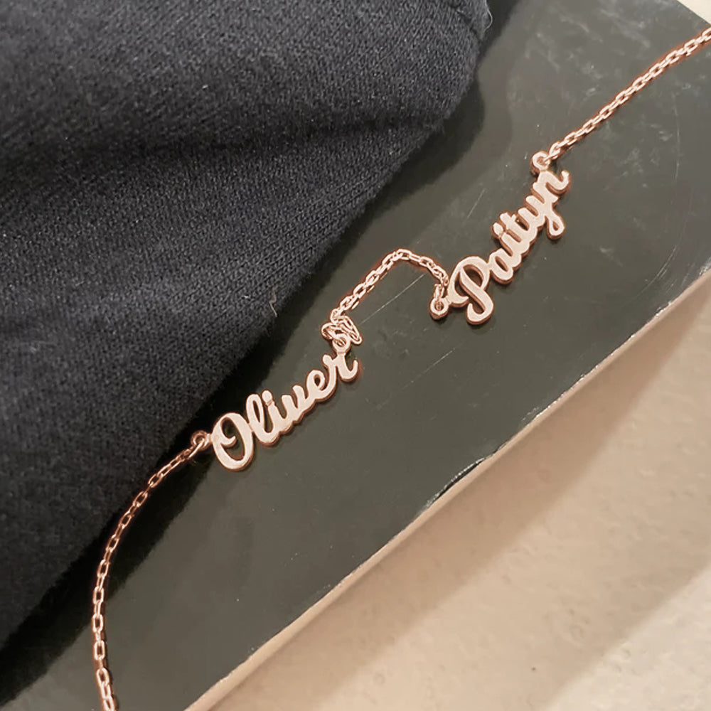 Personalized 2-4 Names Necklace Custom Family Nameplate Necklace