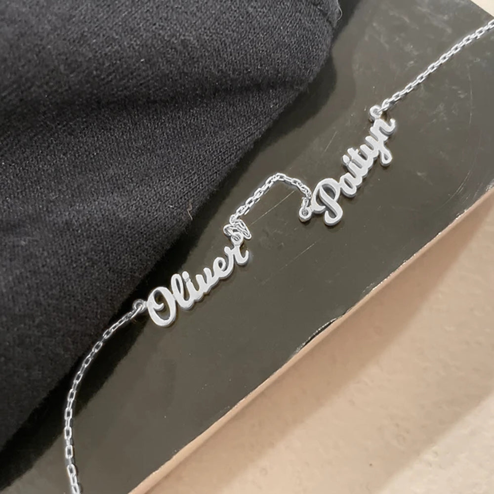 Personalized 2-4 Names Necklace Custom Family Nameplate Necklace