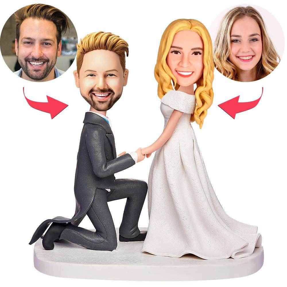 Proposal Scene Bobblehead – Custom Romantic Wedding Engagement Figure - Customise Now