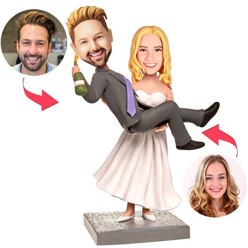 Custom Wedding Bobblehead – Bride Carrying Groom Personalized Figurine - Customise Now
