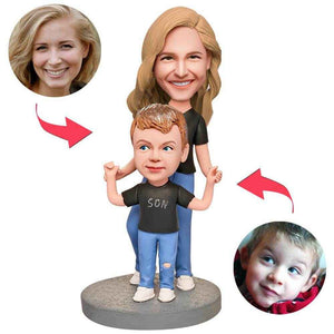 Personalized Mom & Son Bobblehead – Custom Mother-Child Keepsake - Customise Now
