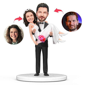 Custom Wedding Bobblehead – Groom Carrying Bride Personalized Figurine - Customise Now