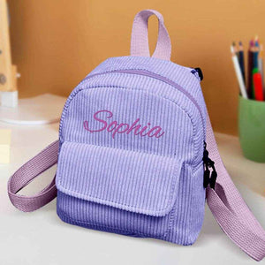 Personalized Mini Corduroy Backpack – Custom Name School Bag for Kids - Customise Now