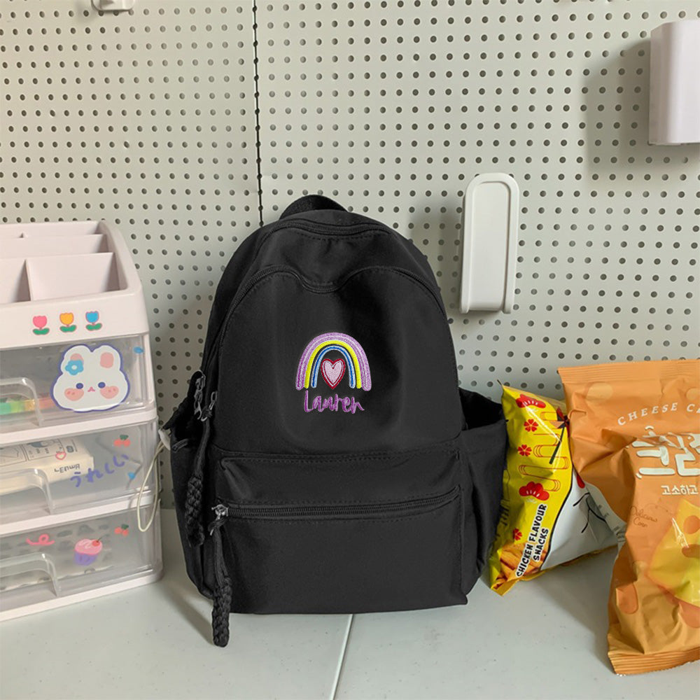 Personalized Embroidered Rainbow Backpack – Custom Kids’ School Bag with Name