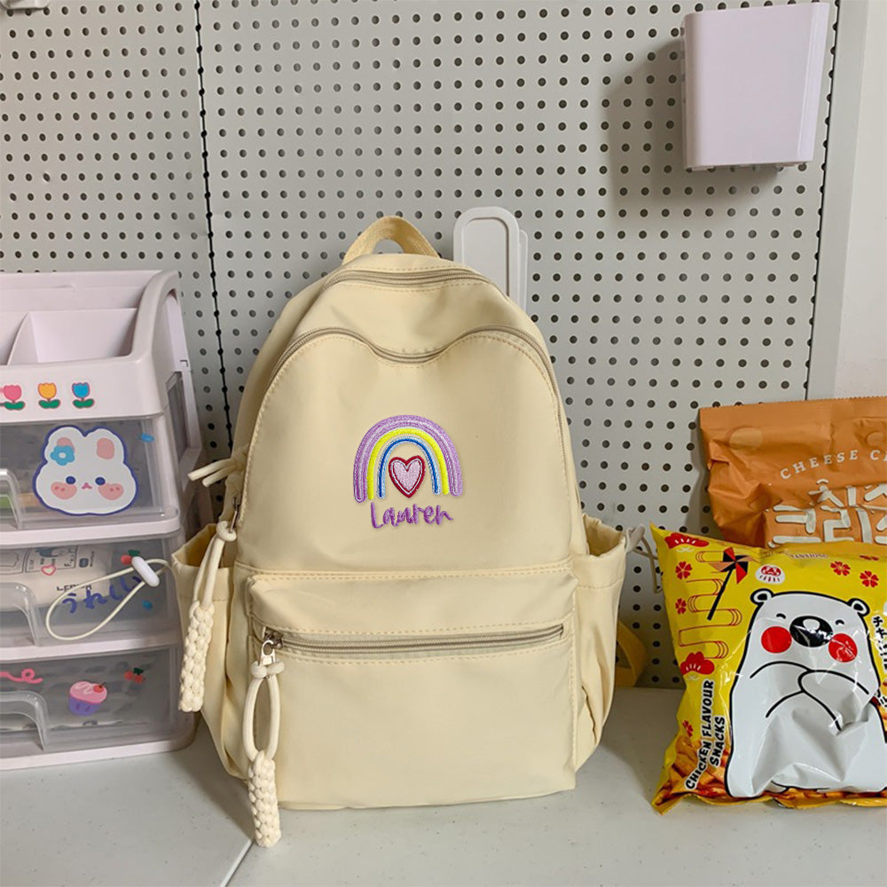 Personalized Embroidered Rainbow Backpack – Custom Kids’ School Bag with Name