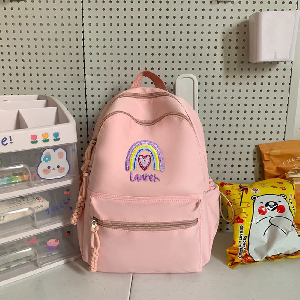 Personalized Embroidered Rainbow Backpack – Custom Kids’ School Bag with Name