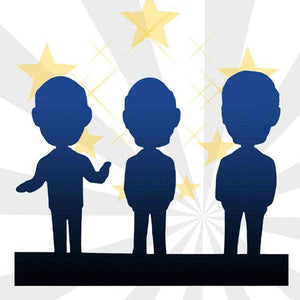 Customizable 3 Bobblehead Figures – Engraved Text & Full Body Customization - Customise Now