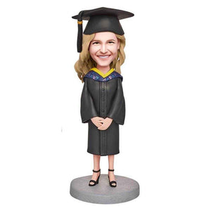 Custom Graduation Bobblehead – Personalized Female Graduate Figurine - Customise Now