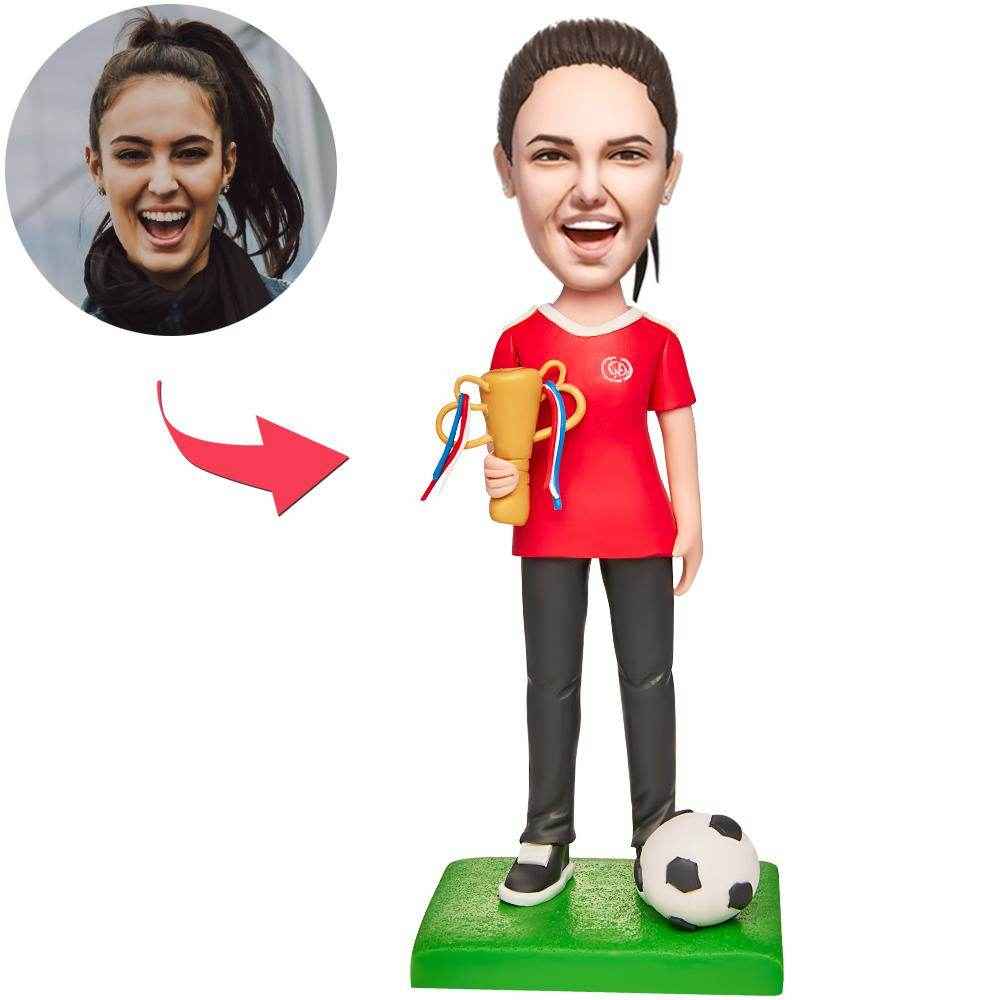Women’s Football Player Bobblehead – Personalized Sports Figure - Customise Now