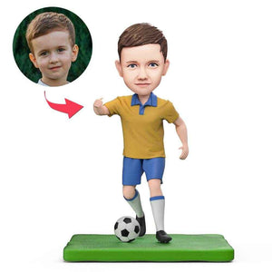 Custom Bobblehead for Kids – Little Boy Playing Football Collectible - Customise Now
