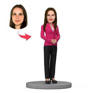 Custom Boss Lady Bobblehead – Professional Woman in Pink Blazer Figurine - Customise Now