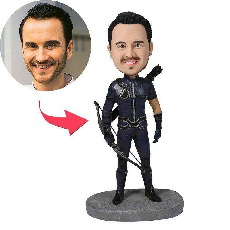 Custom Bobblehead in Hawkeye Suit – Personalized Avenger Archer Gift - Customise Now