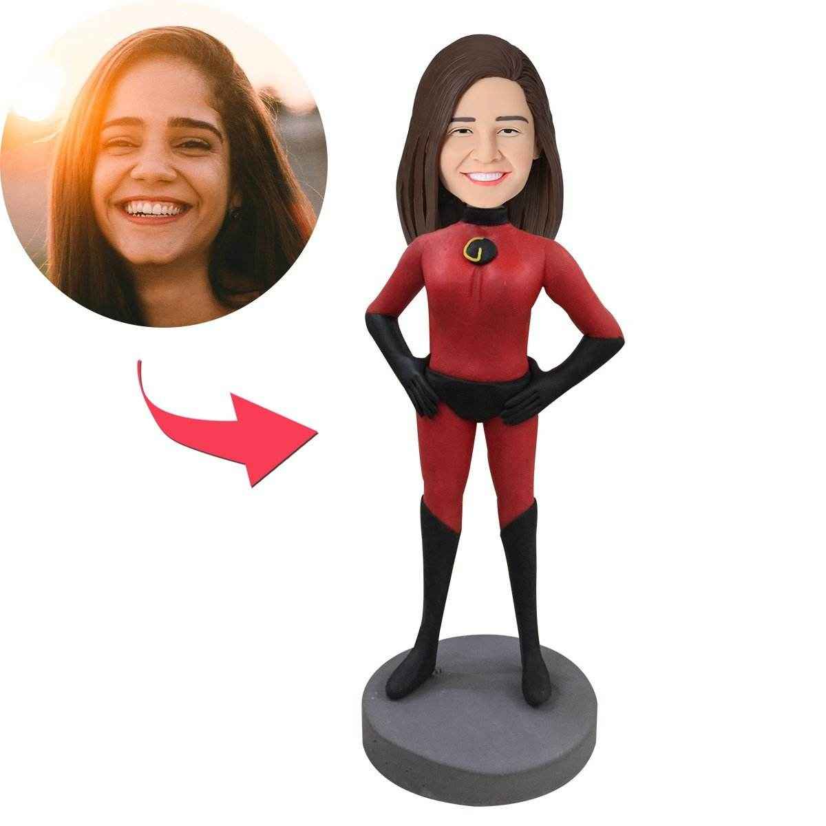 Custom Bobblehead in Mrs. Incredible Suit – Personalized Supermom Figur - Customise Now