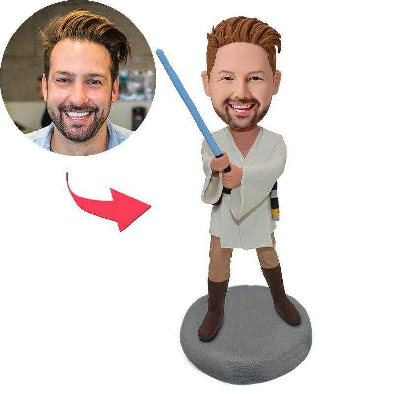 Jedi Warrior Custom Bobblehead – Star Wars-Inspired Figure with Lightsaber - Customise Now