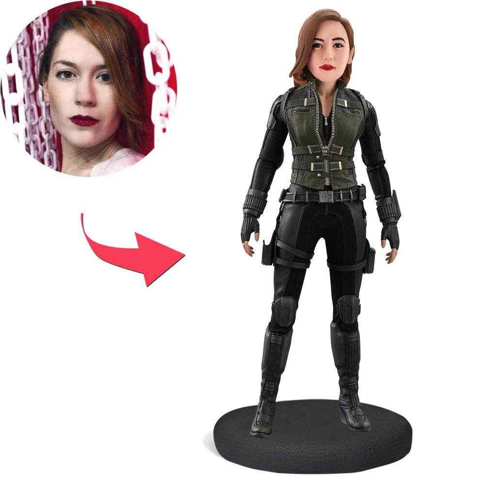 Custom Bobblehead in Black Widow Suit – Personalized Avenger Heroine - Customise Now