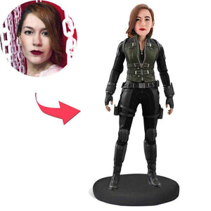 Custom Bobblehead in Black Widow Suit – Personalized Avenger Heroine - Customise Now