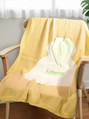Personalized Knitted Bunny Blanket – Custom Name Baby Blanket - Customise Now