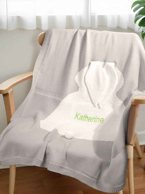 Personalized Knitted Bunny Blanket – Custom Name Baby Blanket - Customise Now