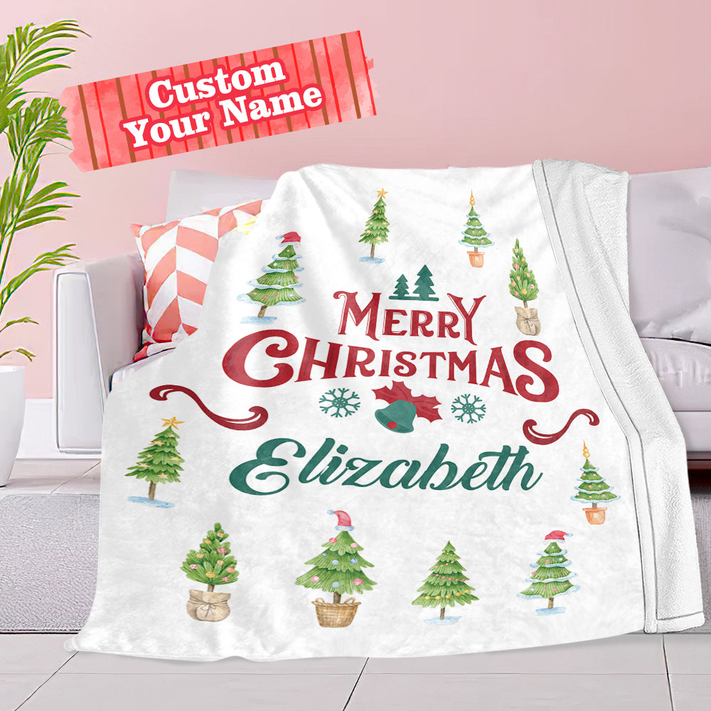 Personalized Christmas Blanket for Her – Custom Photo or Name Holiday Gift