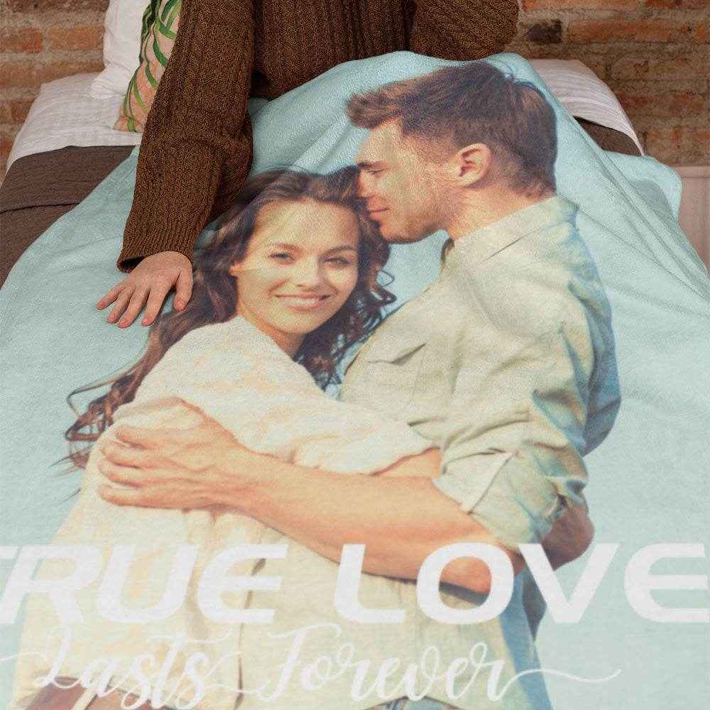 Personalized True Love Photo Blanket – Soft Mink Wool Romantic Keepsake - Customise Now