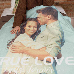 Personalized True Love Photo Blanket – Soft Mink Wool Romantic Keepsake - Customise Now
