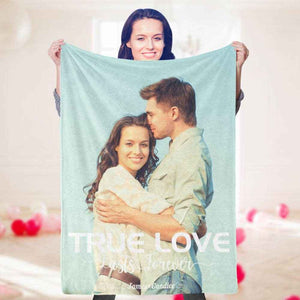 Personalized True Love Photo Blanket – Soft Mink Wool Romantic Keepsake - Customise Now