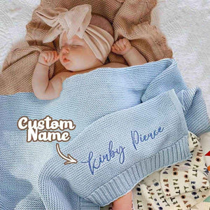 Personalized Embroidered Baby Blanket – Custom Name Knit Blanket for Newborns - Customise Now