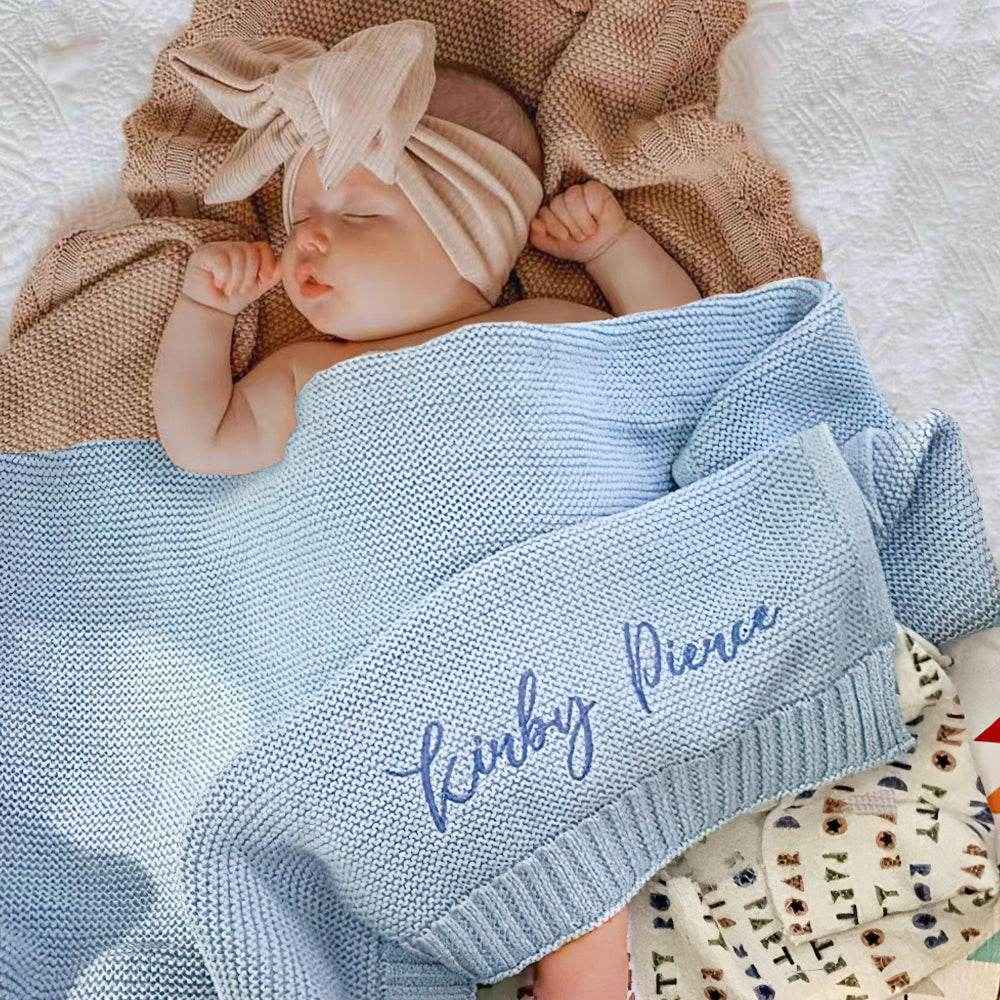 Personalized Embroidered Baby Blanket – Custom Name Knit Blanket for Newborns - Customise Now