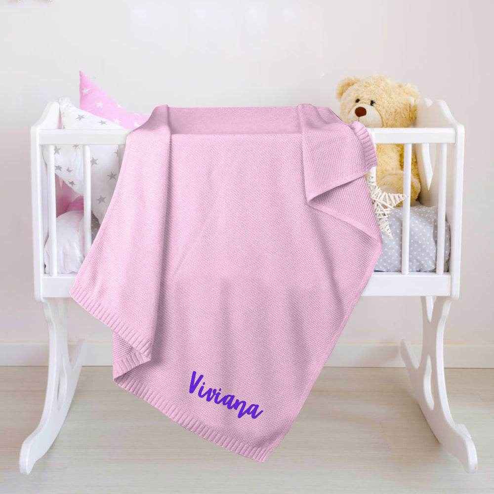 Personalized Embroidered Baby Blanket – Custom Name Knit Blanket for Newborns - Customise Now