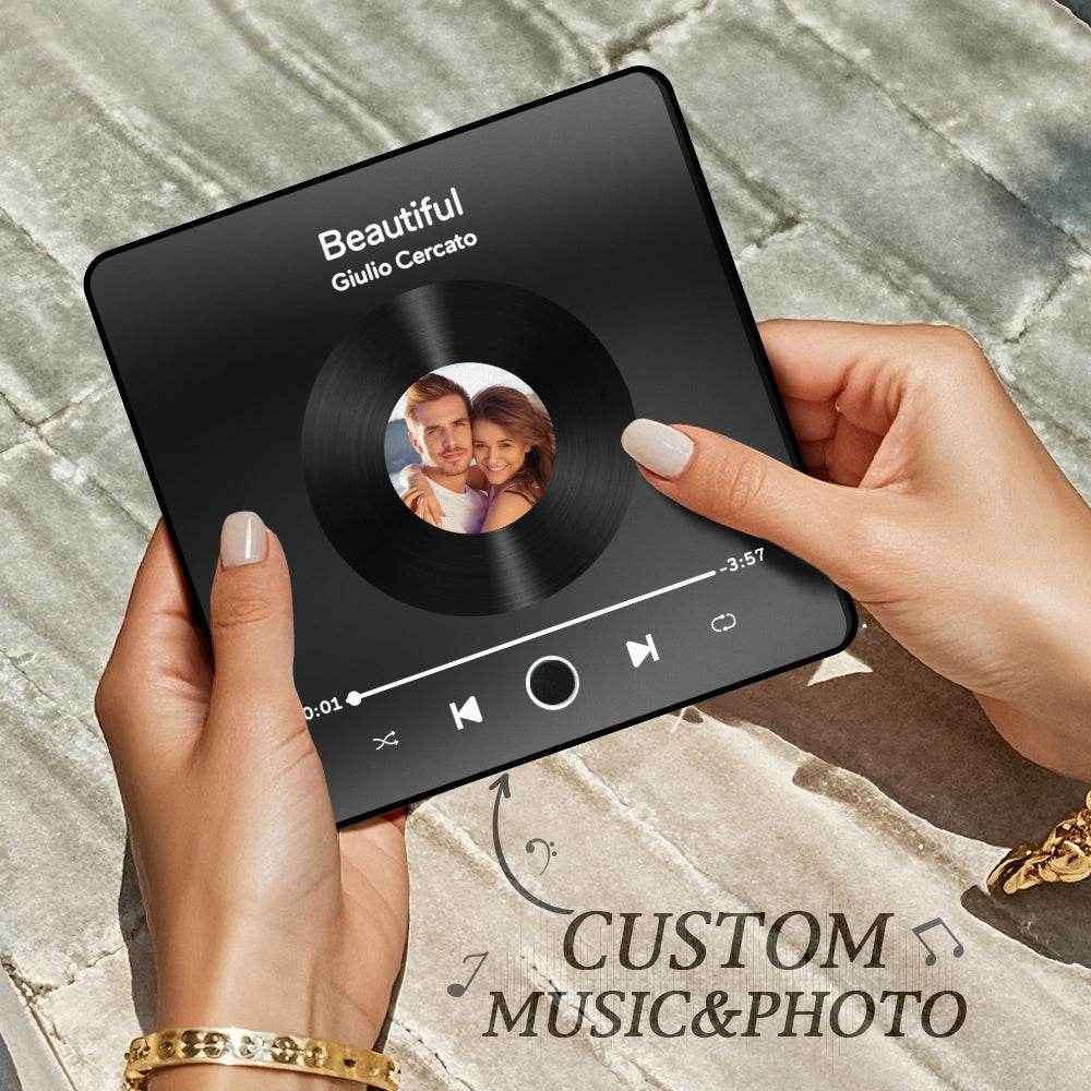 Custom Black Frame Fridge Magnet – Personalized Music & Photo Album - Customise Now