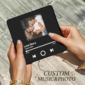 Custom Black Frame Fridge Magnet – Personalized Music & Photo Album - Customise Now