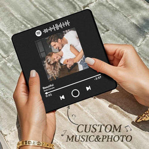 Custom Black Frame Fridge Magnet – Personalized Music & Photo Album - Customise Now