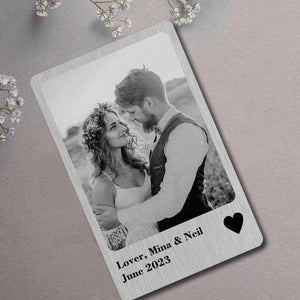 Personalized Love Photo Wallet Card – Polaroid-Style Metal Keepsake - Customise Now