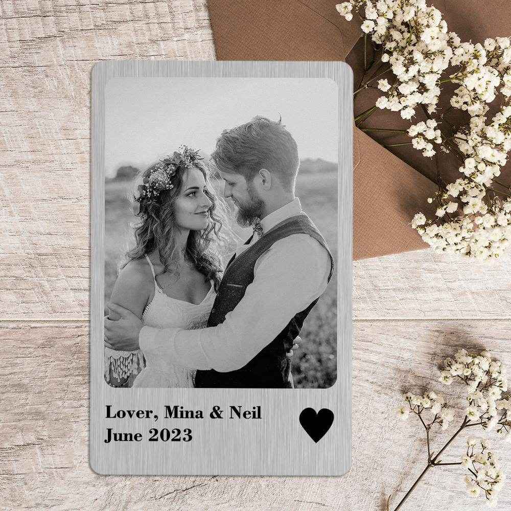 Personalized Love Photo Wallet Card – Polaroid-Style Metal Keepsake - Customise Now